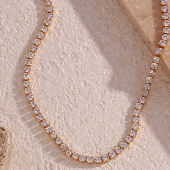 Minimalist Stripe Geometric Copper 18K Gold Plated Necklaces - Picture 2 of 2